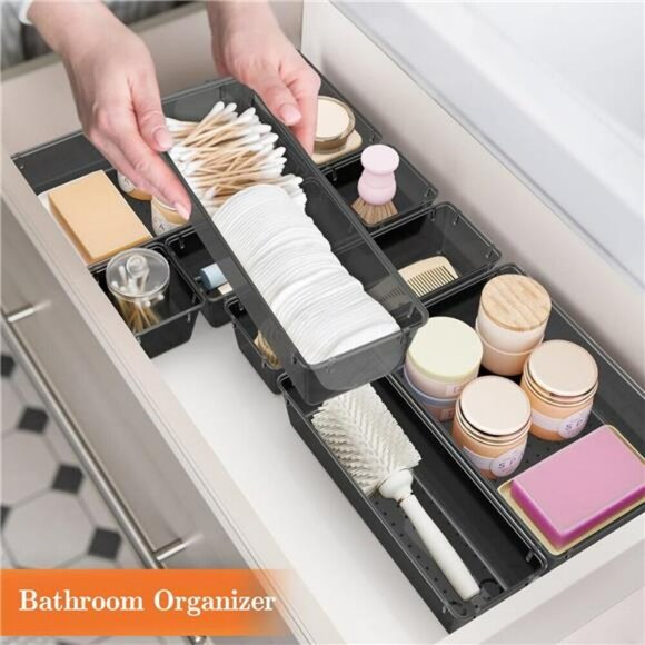 Clear Plastic Drawer Organizer Bins Set for Makeup Jewelry Office Storage - Picture 6 of 7
